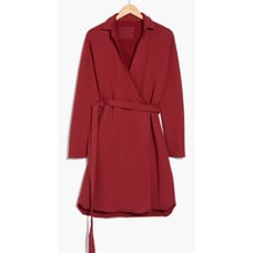 Frank & Eileen Willa Long Sleeve Triple Fleece Wrap Dress in Cranberry NWOT Tag