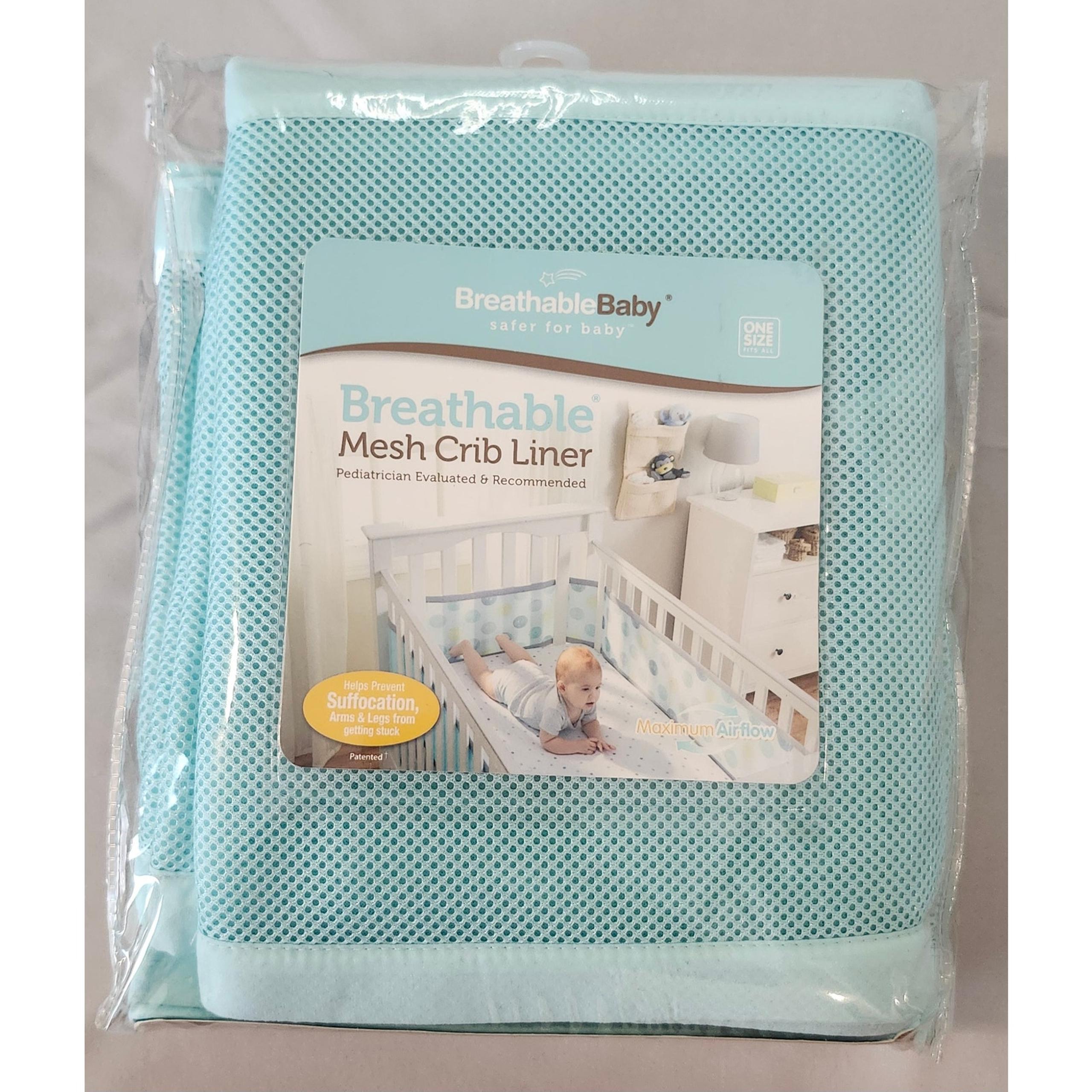 BreathableBaby Crib Mesh Liner Blue Green Aqua, One Size Fits All