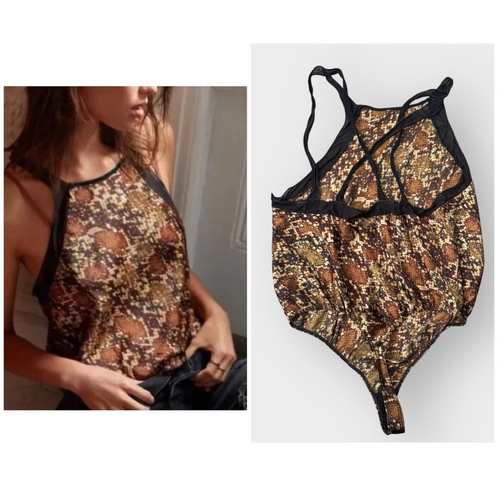 Free People Intimately snake print bodysuit