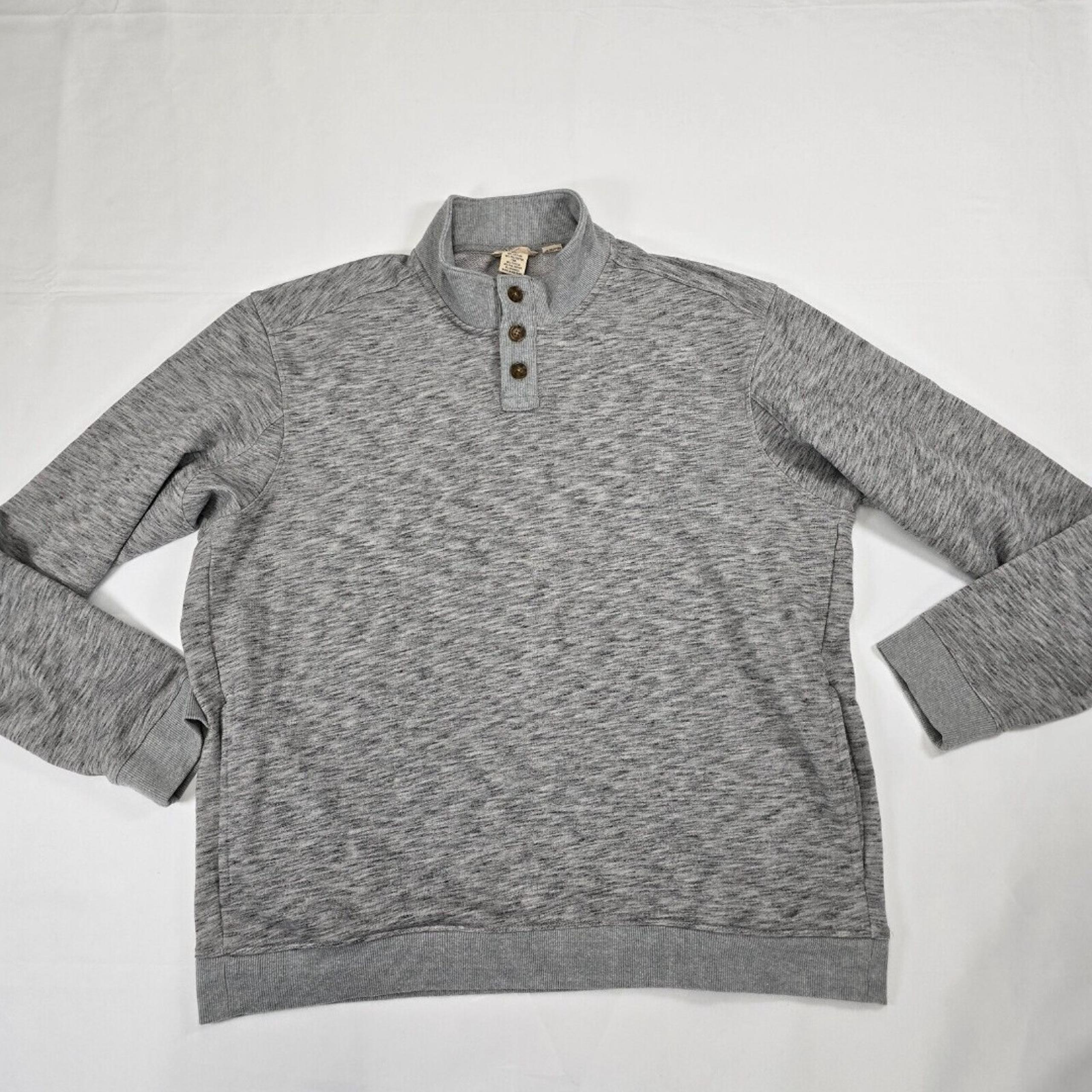 Duluth Trading Co Men’s Gray Relaxed Fit 1/4 Button Mock Neck  Sweater Size L
