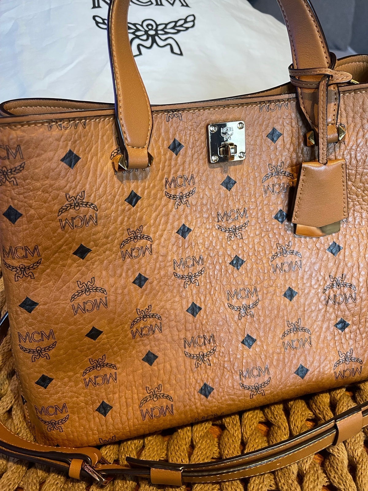 MCM Large Visetos Coated Canvas Tote