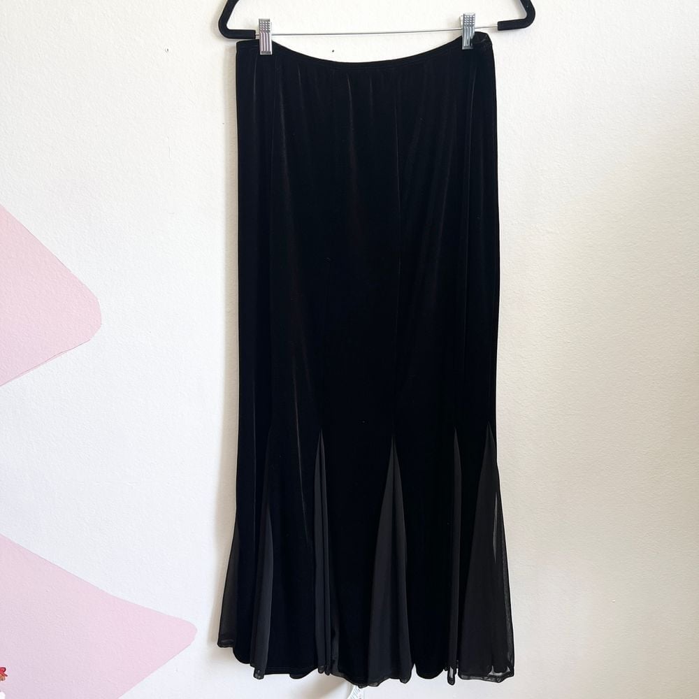Vintage Velvet Maxi Skirt, Mermaid Skirt, Trumpet Skirt, Grunge, Goth, Large