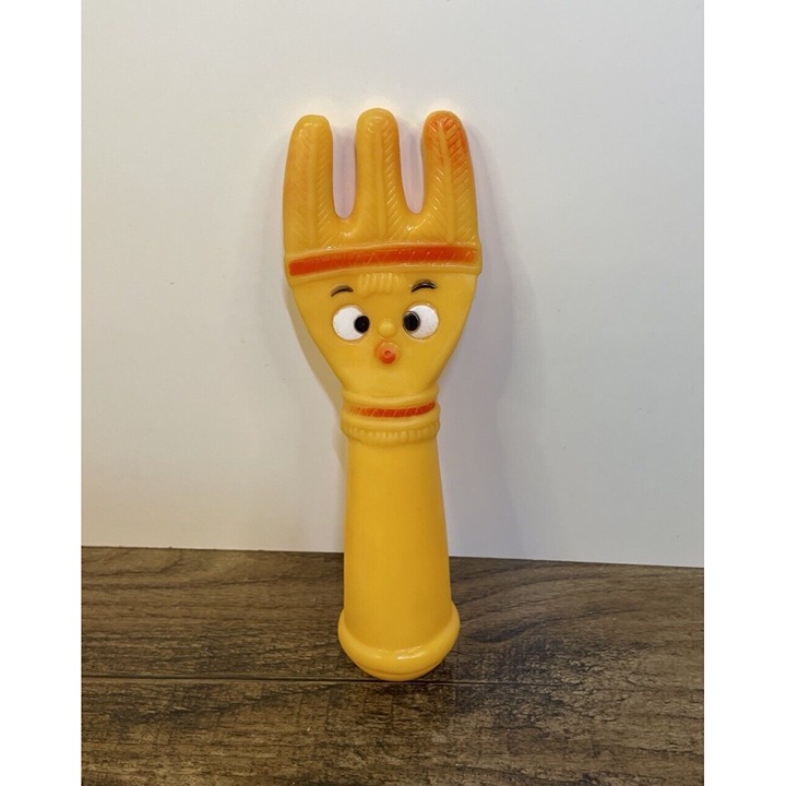 Vintage Native American 7.5 Rubber Squeeze Squeak Toy Fork Rake