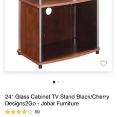 24” glass cabinet tv stand black NEW IN