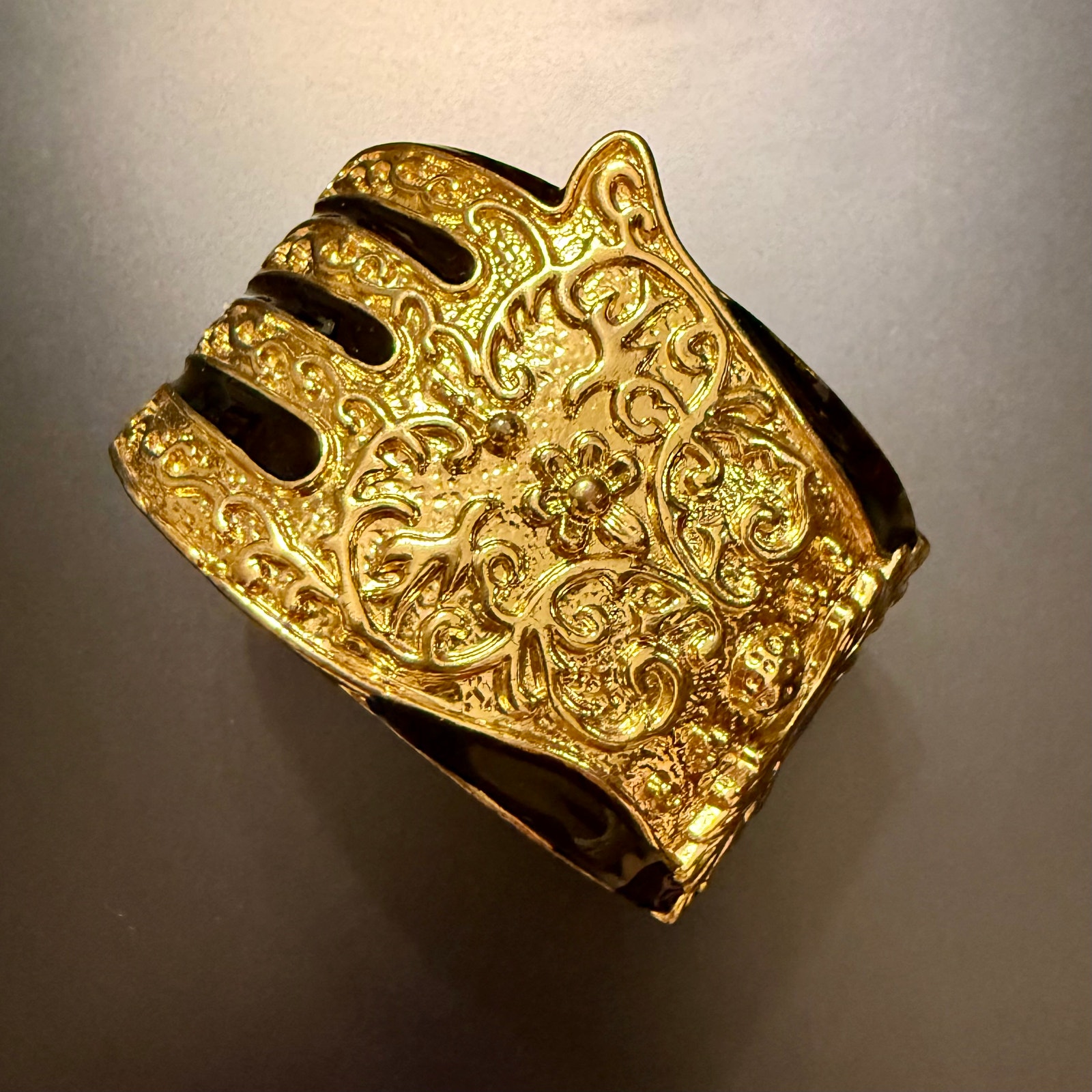 Vintage Kenneth Lane Gold Tone Hamsa Cuff Bracelet RARE