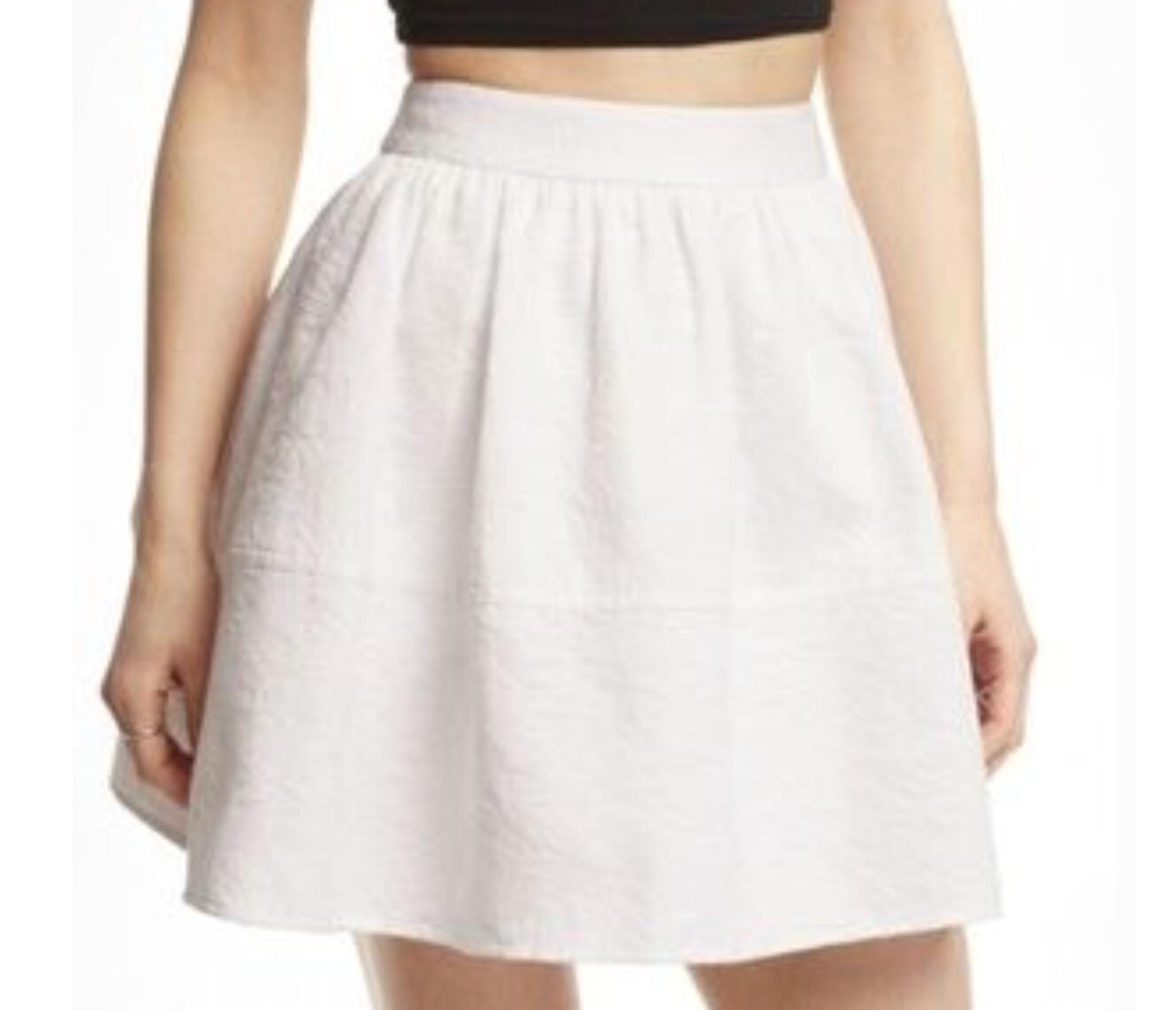Express White Brocade Full Skater Skirt