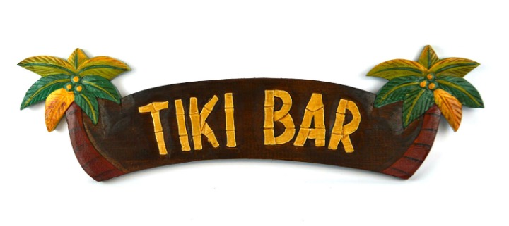 24” TIKI BAR SIGN PALM TREE HAND CARVED