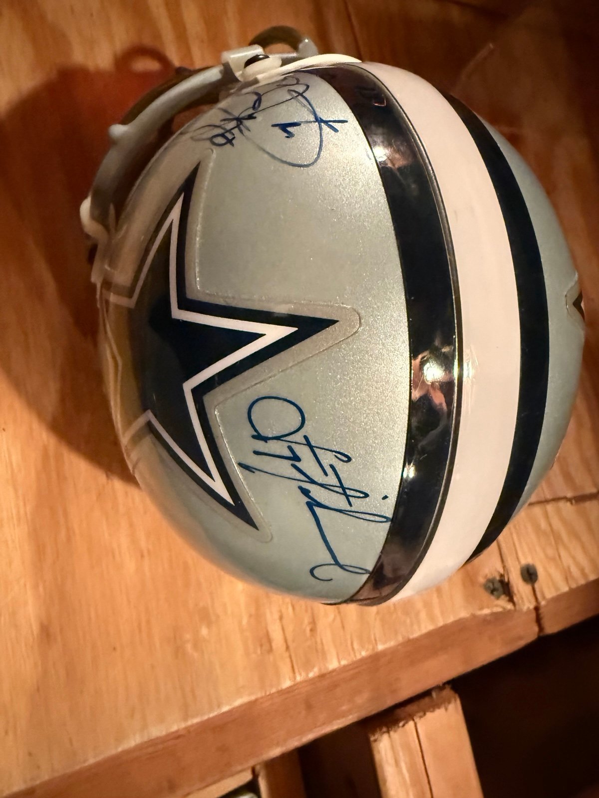 Emmitt Smith Troy Aikman signed mini helmet