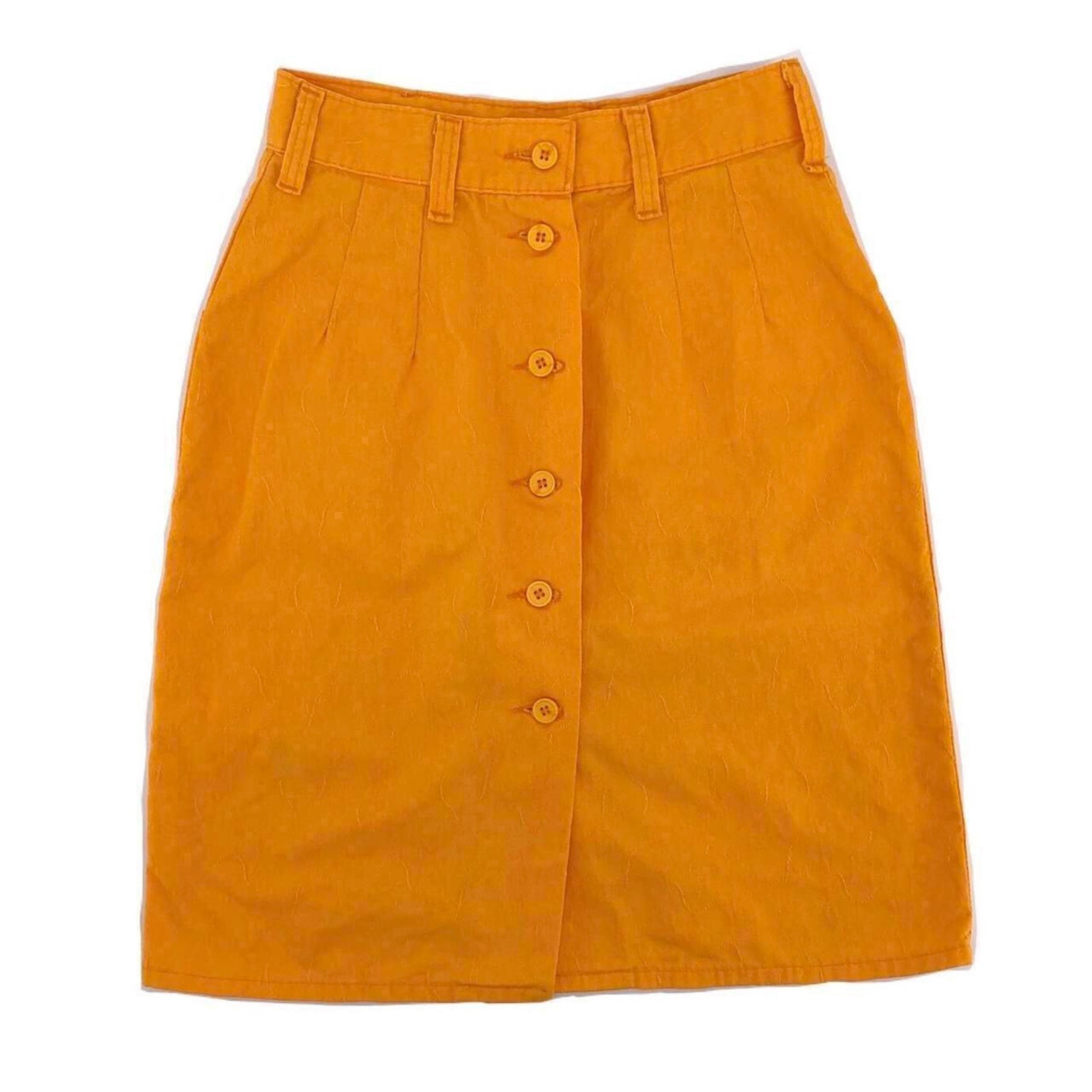 80s mustard yellow button front skirt Pasta 1980s vintage