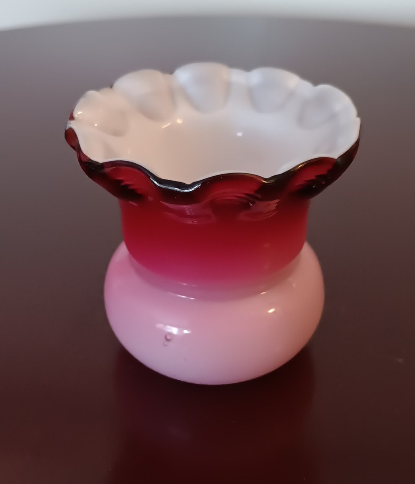 Vintage 1970s Murano Handblown Pink to Cranberry Glass Toothpick Holder