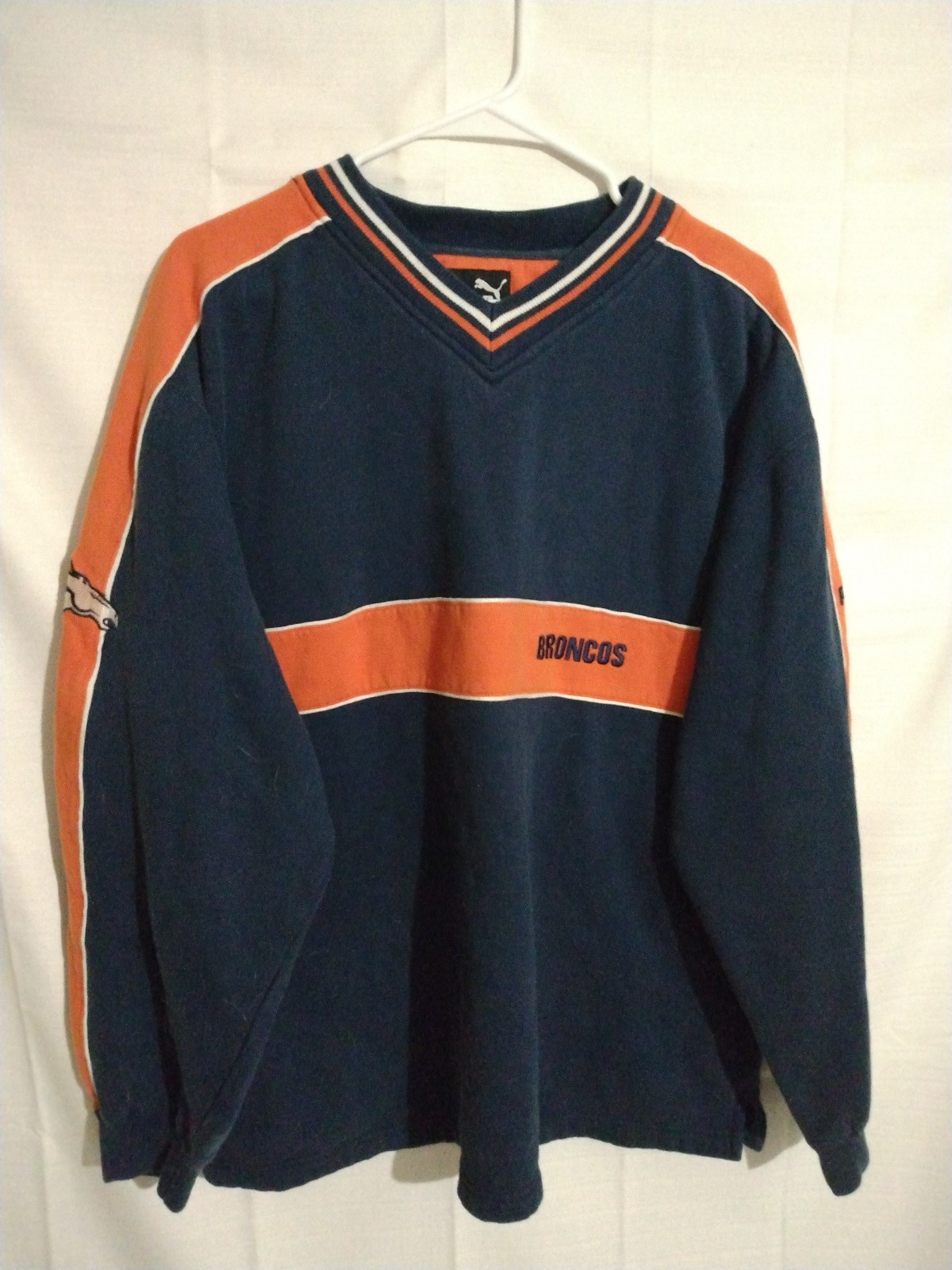Vintage Puma NFL Denver Broncos Football Crew-neck Pullover Sweatshirt Men's