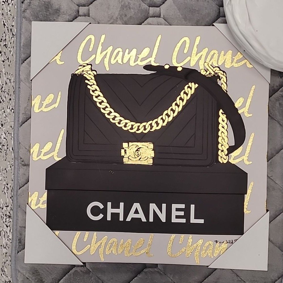 Fairchild Paris Chanel Dark Floral Print Framed Wall Art Fashion Closet …