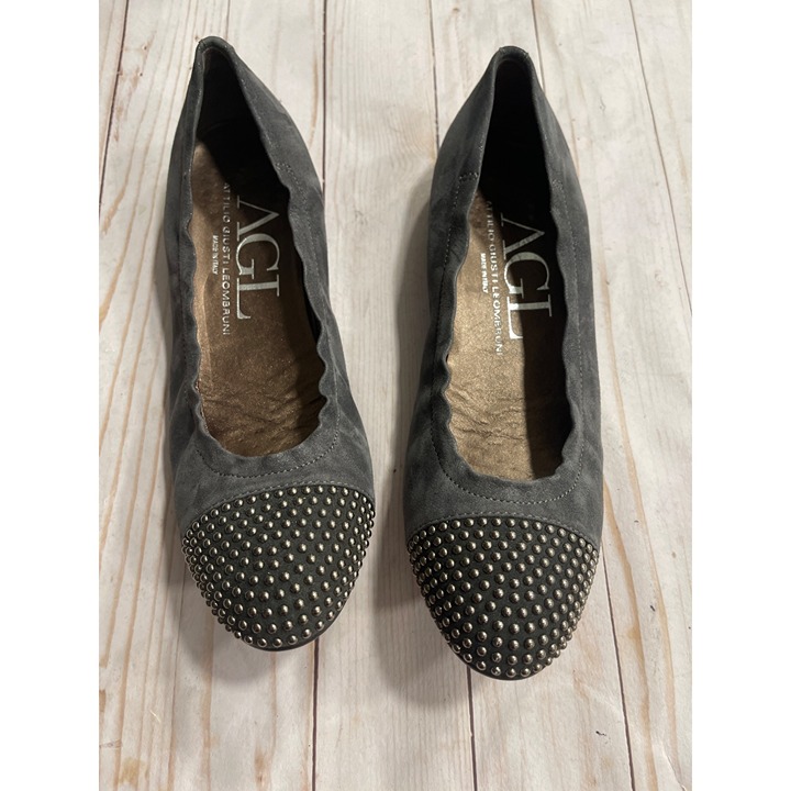 AGL Attilio Giusti Leombruni Studded Leather Flats ITALY EU 39.5
