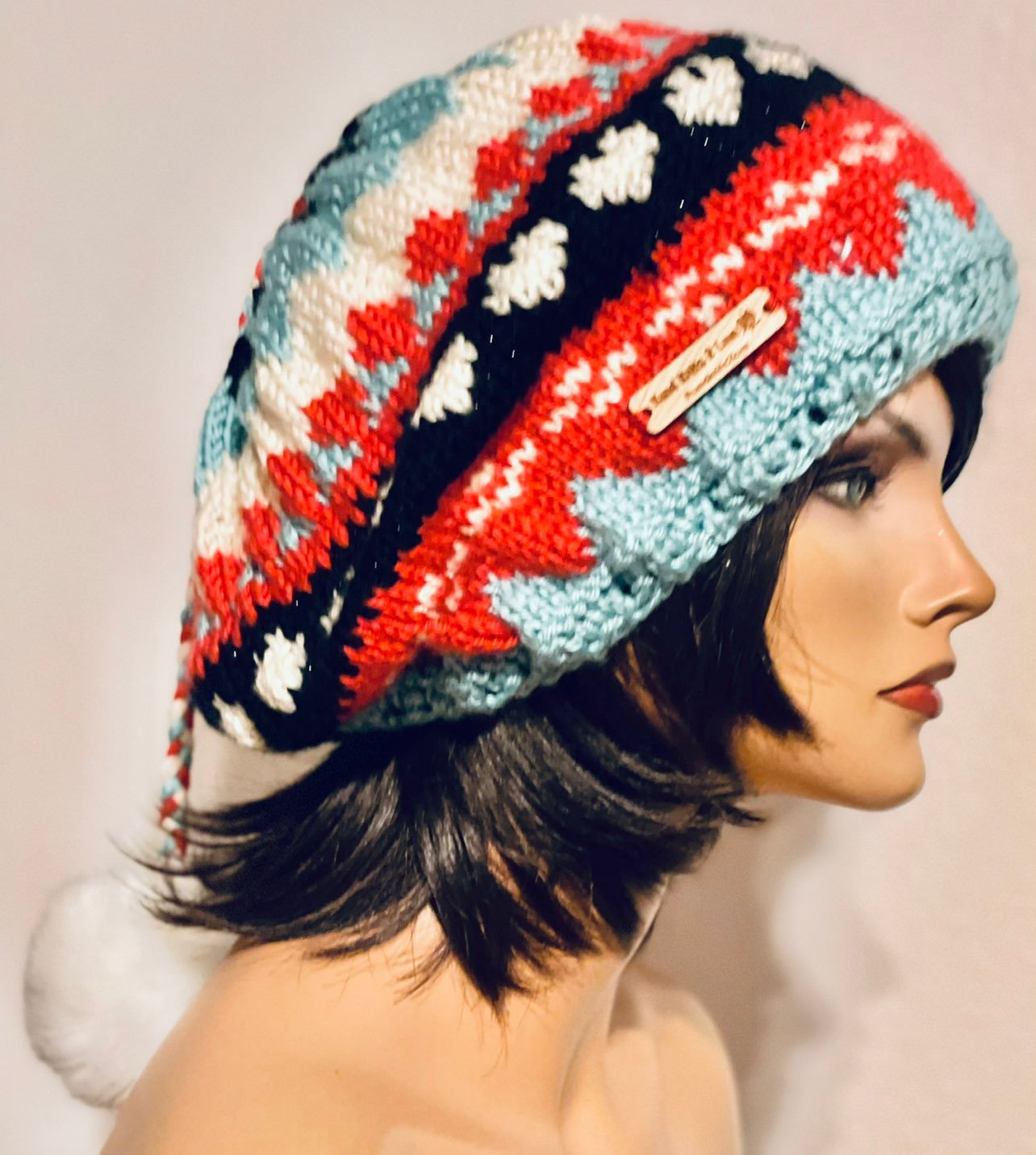 Hand Knits 2 Love Slouch Hat Cap Fair-isle