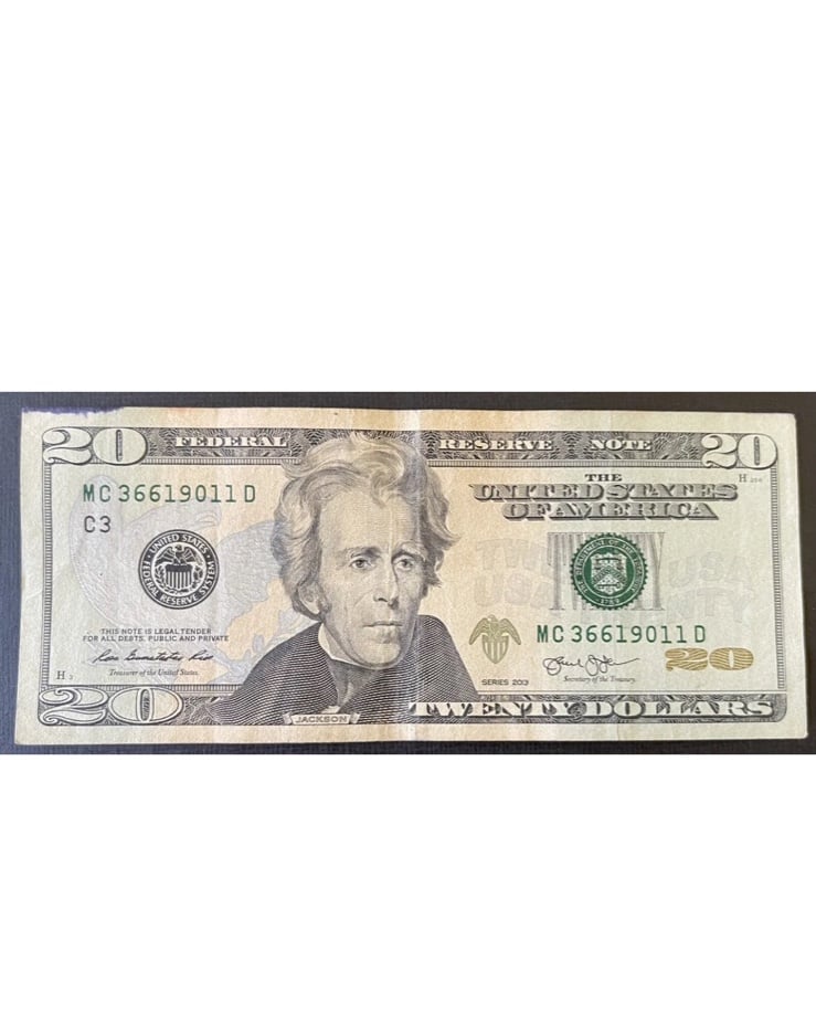 20 Dollar Bill Birthday Year 366 1901 1 Fancy Serial Number