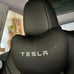 Set of 2 Tesla black headrest neck pillow for car