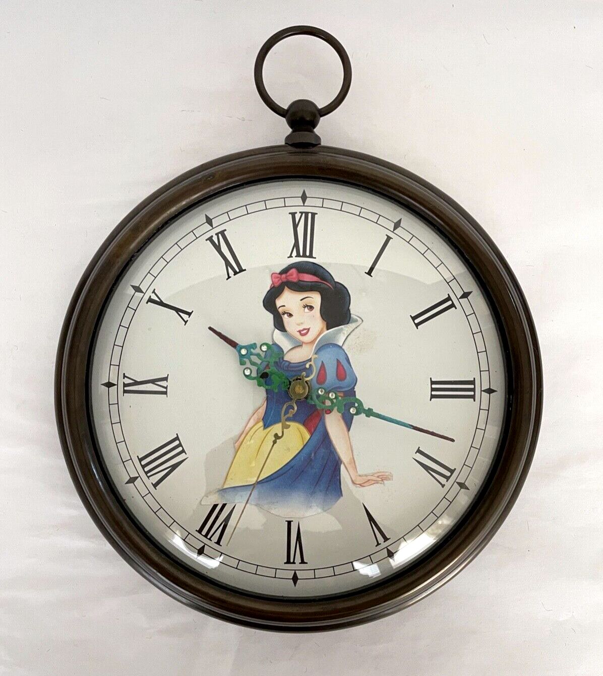 Pottery Barn Pocket Watch Wall Clock w/ Snow White Cutout 9” Bronze Finish OOAK