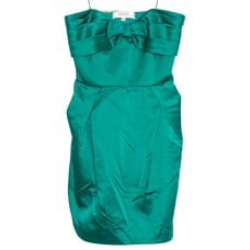 Badgley Mischka Collection Dress Preppy Retro Mermaid Glam Strapless Emerald 6