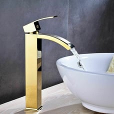 Gold Waterfall Bathroom Sink Faucet
