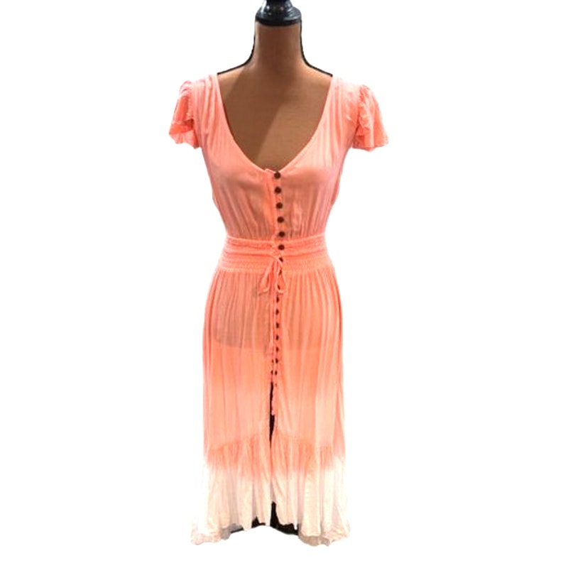 Tiare Hawaii Ombre Button Front Tiered High-Low Maxi Dress – Small