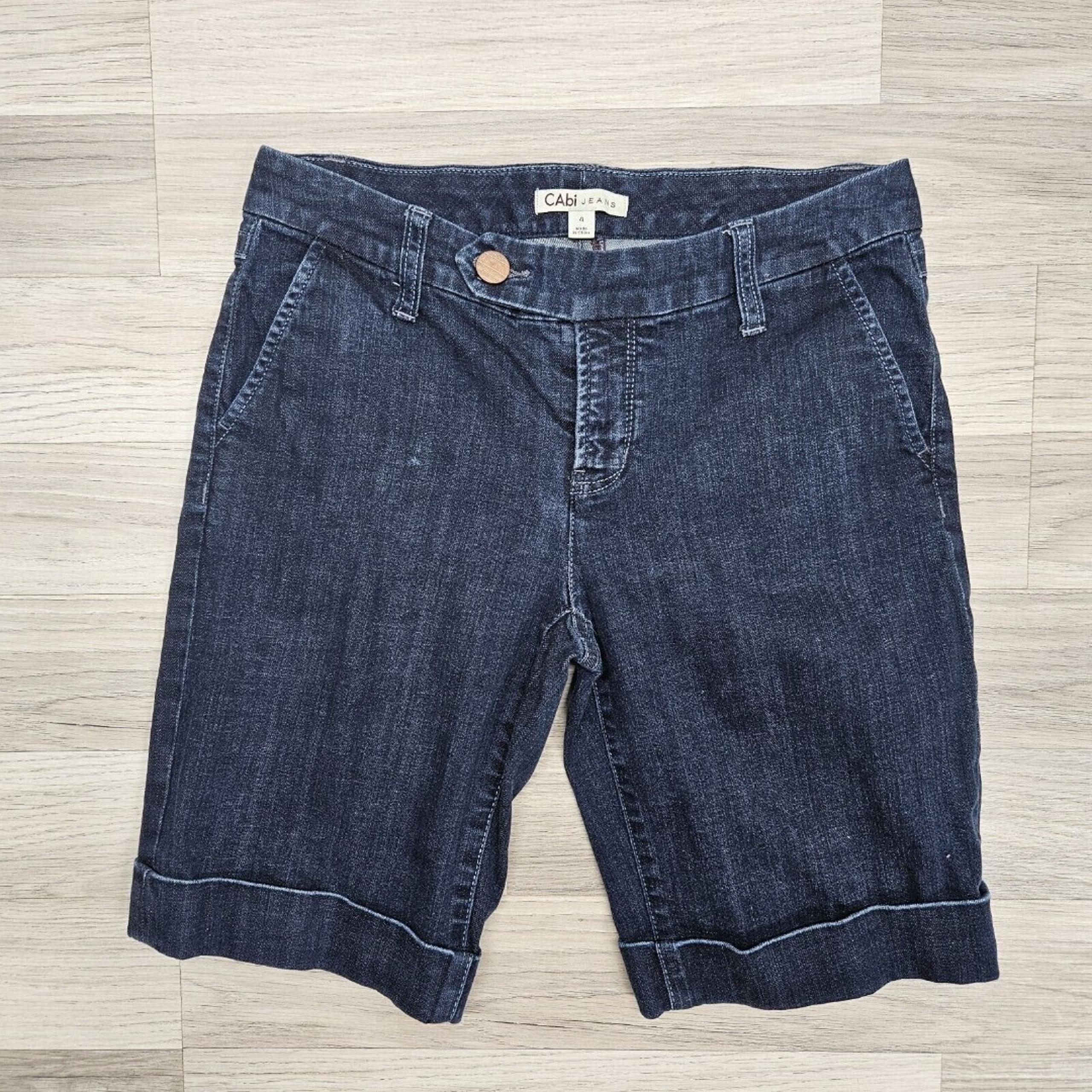 CABI Jeans Womens Blue Bermuda Cuffed Shorts Size 4