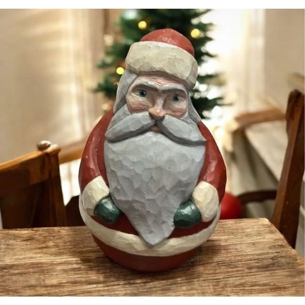 vintage christmas decor Vintage Jack Hughes Folk Art Santa Signed Made In USA