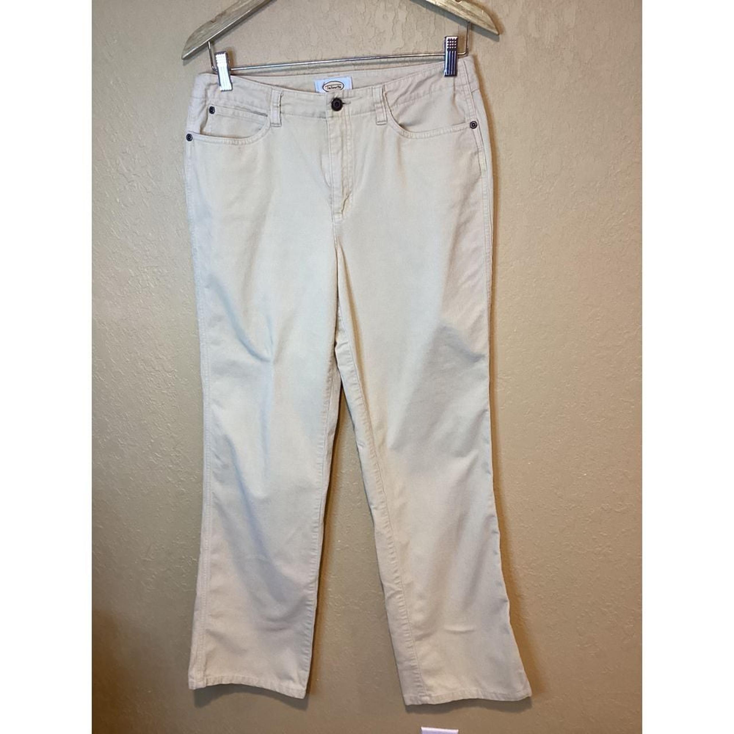 Women's Talbots Cream Colored Stretch Bootleg Corduroy Pants; Size 8