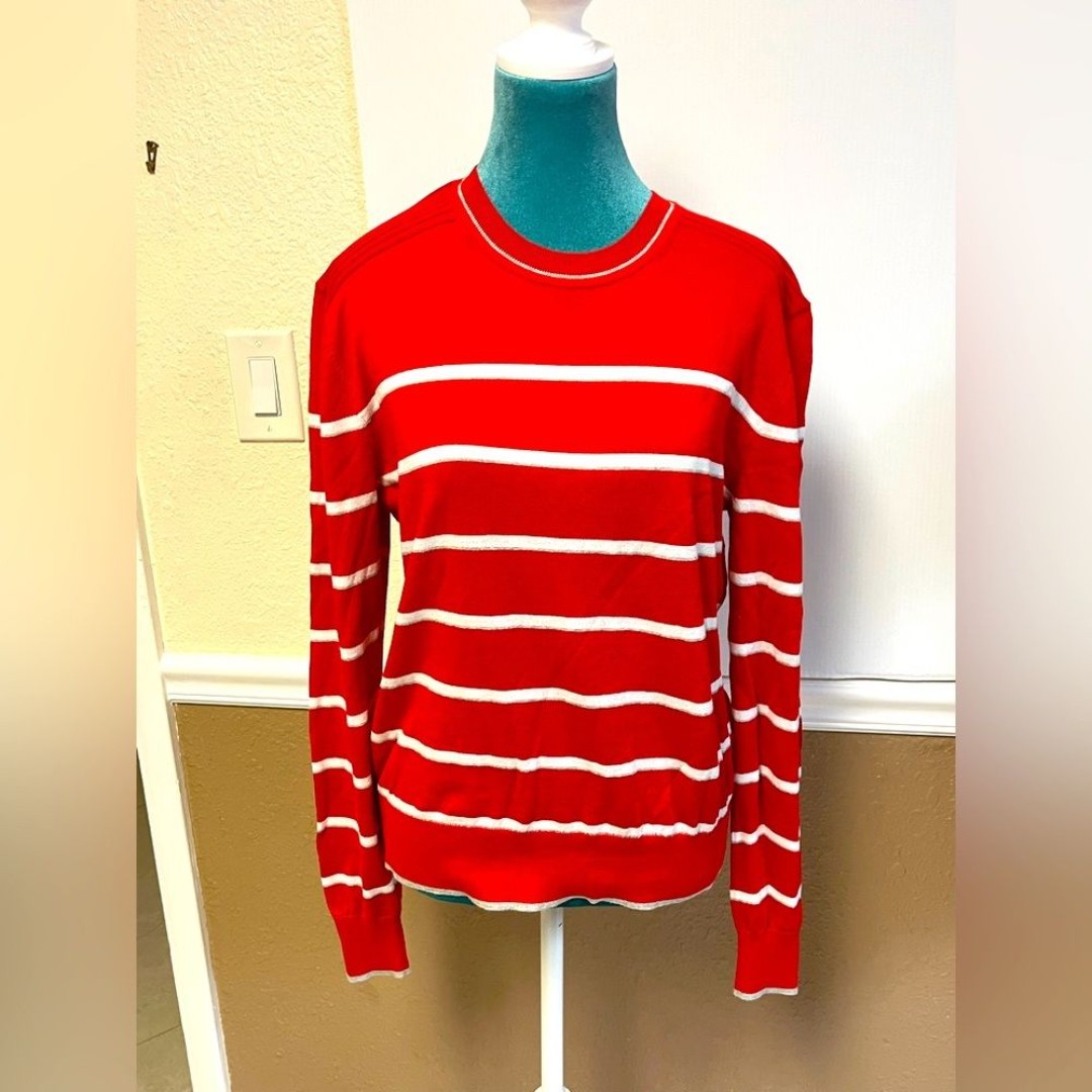 La Ligne Neat Striped 100% Cotton Pullover Sweater - Size M fishermancore prep