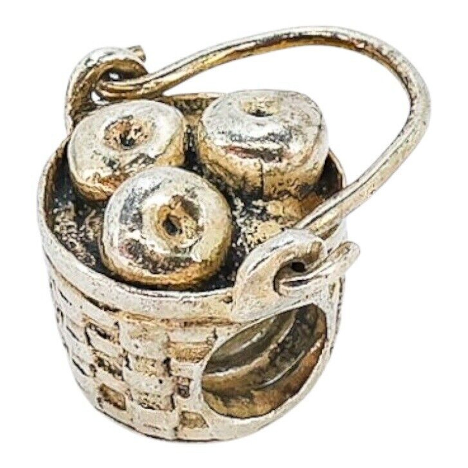 Rare Chamilia Sliding Barrel Charm Longaberger Basket Apples Articulated Handle