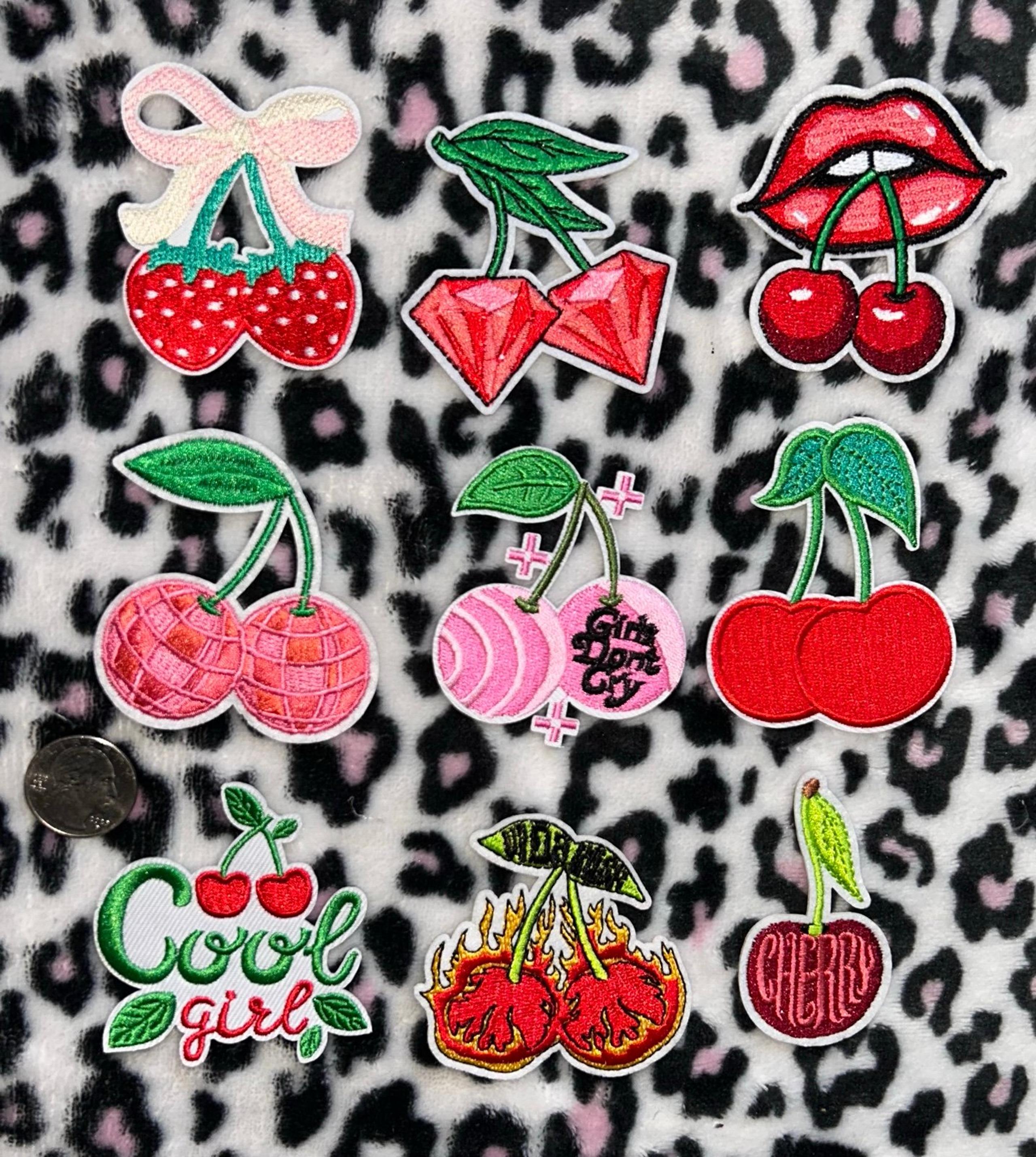 Set of 9 Cherry Patches,, Iron On-new