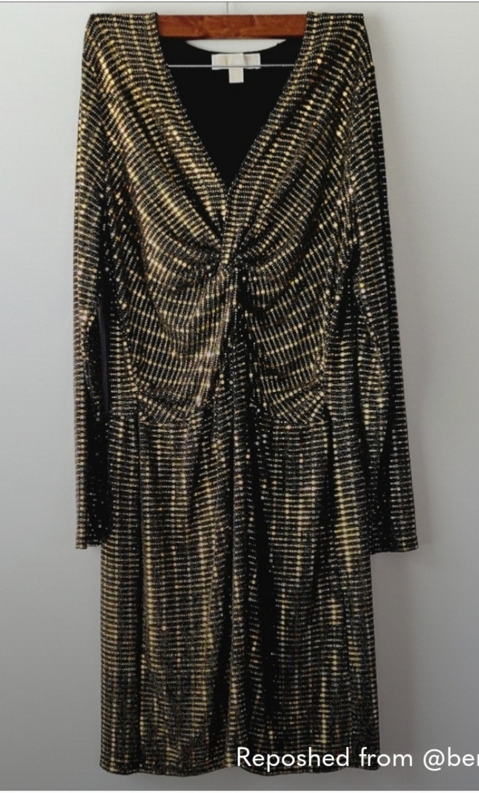Michael Kors shimmery gold and black long sleeve cocktail dress size XL