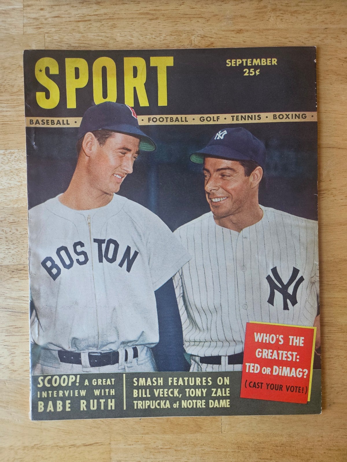 1948 SPORT Magazine September Ted Williams & Joe DiMaggio HOF Cover