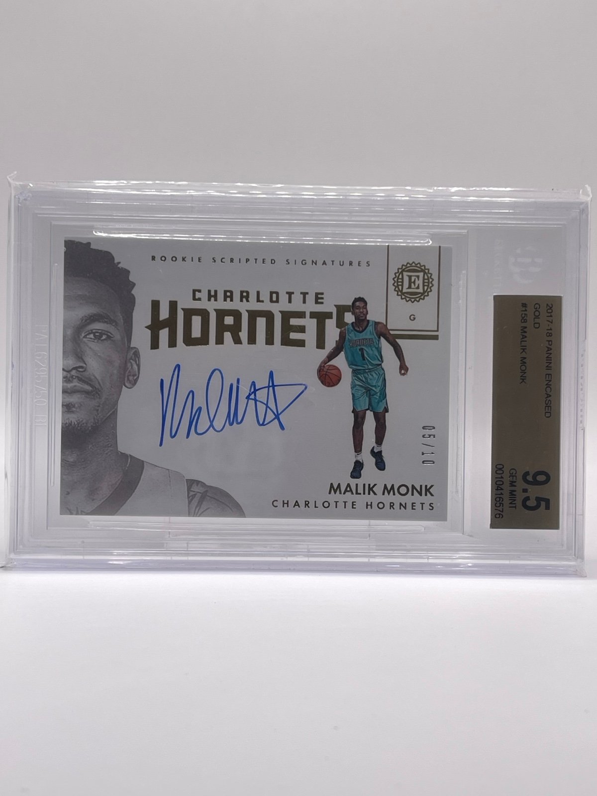 Malik Monk On Card Auto /10 Rookie Card BGS 9.5