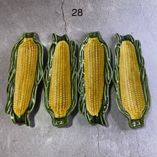 Set of (4) Gorgeous Vintage Corn on the Cob Holder Dishes Yellow and