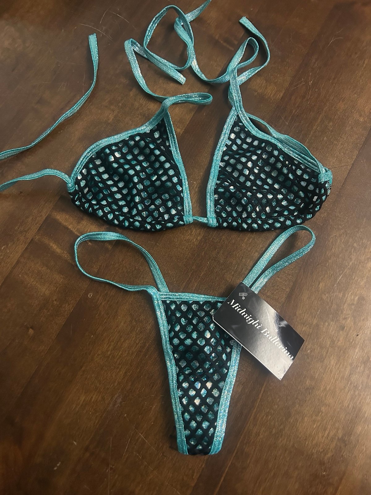 NWT Sexy Skimpy Midnight Ballerina Tri-Top Y-String Bottom Bikini Lingerie Set