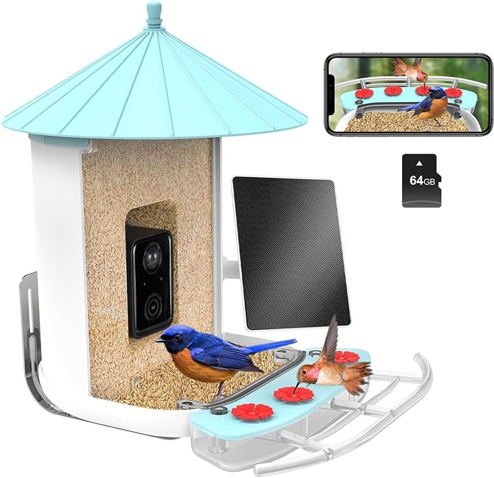 Solar Bird Feeder Camera: 1080p HD Video, AI Recognition, App Control