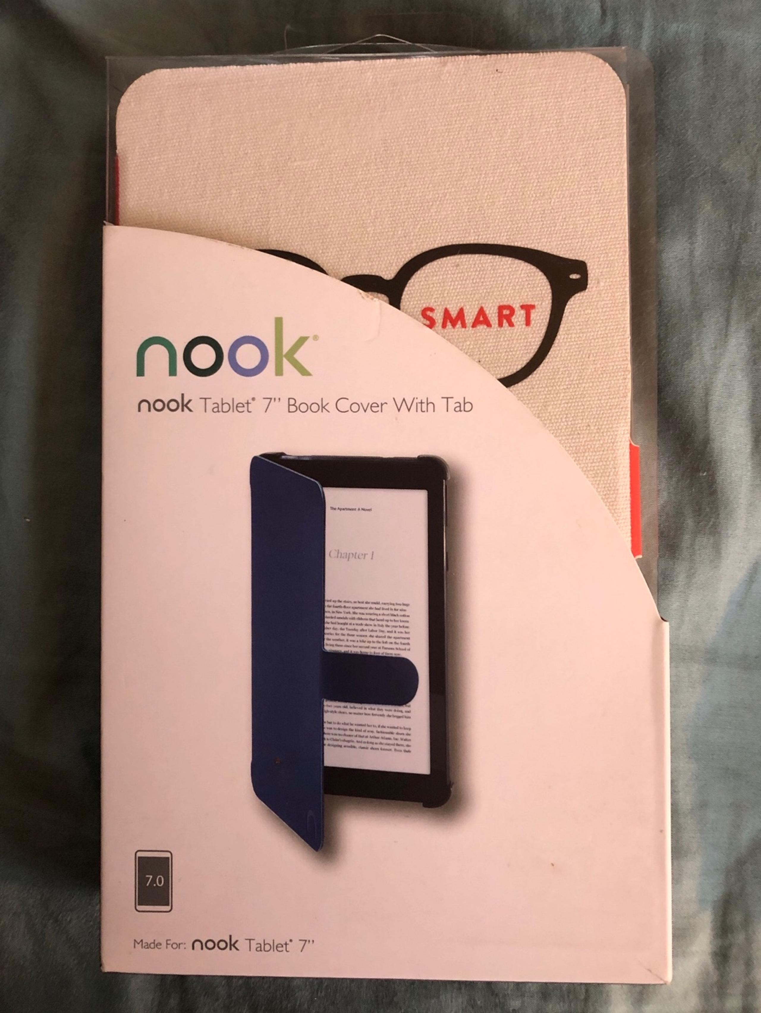 Nook Tablet 7” “Book Smart” Book Cover with Tab - Beige, Black & Red