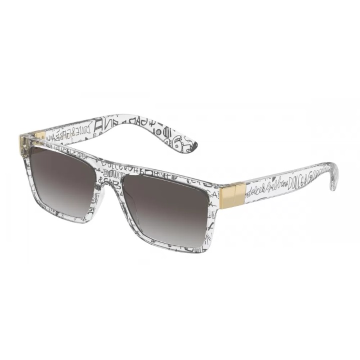DOLCE & GABBANA DG6164 33148G TRANSPARENT GRAFFITI-LT GREY GRAD BLACK SUNGLASSES