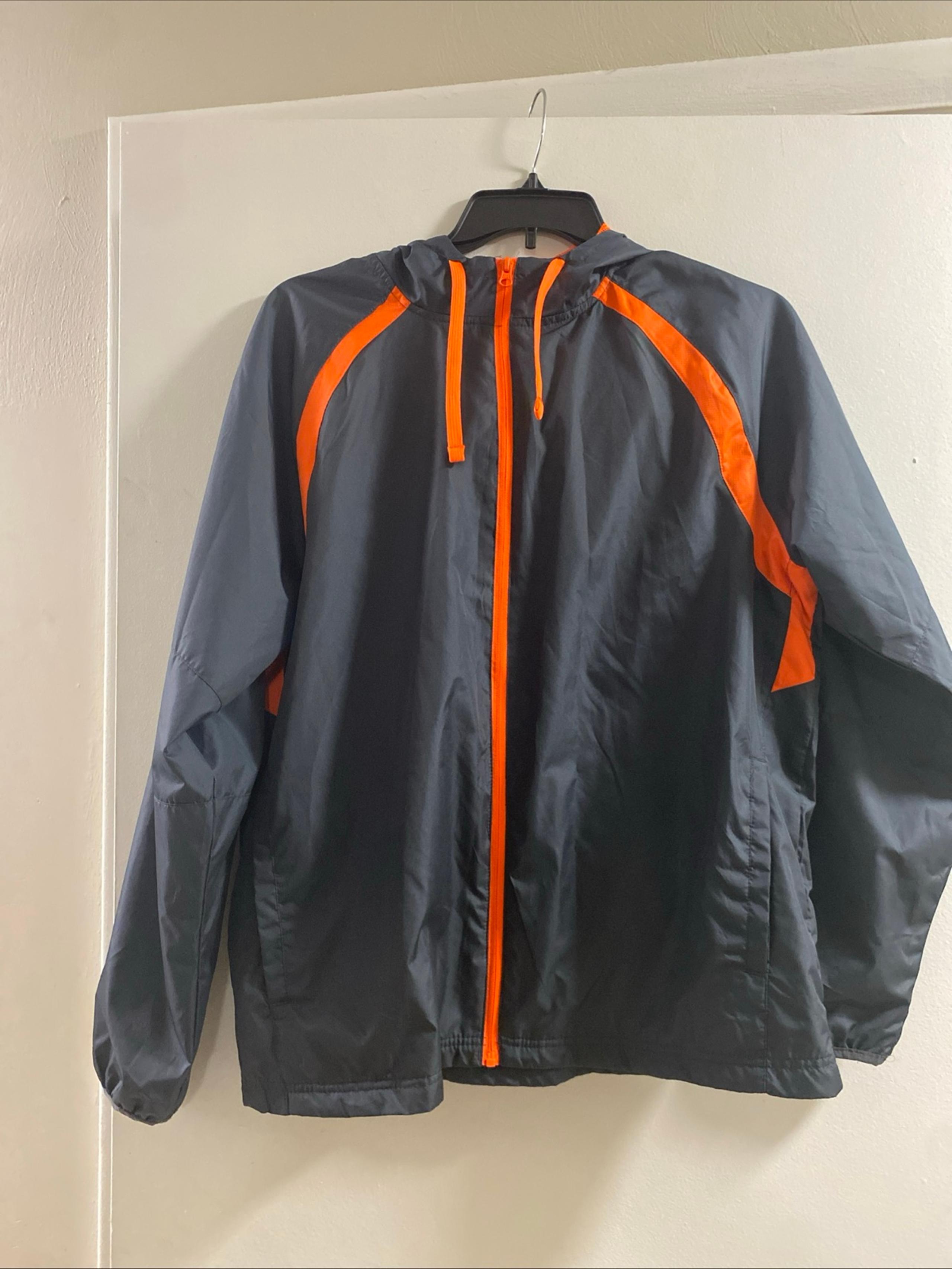 VTG Starter Men Jacket Windbreaker Hooded Grey Lightweight Mesh Large Jacket