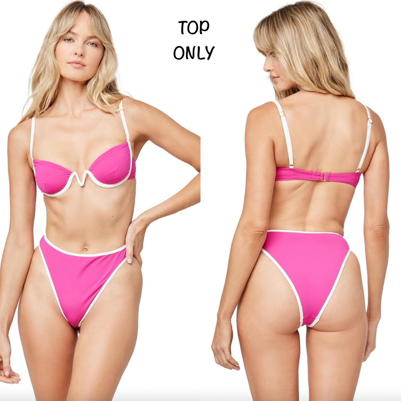 L*Space Swimwear NICO Underwire Bikini Top - Bougainvillea Cream - L - NWT