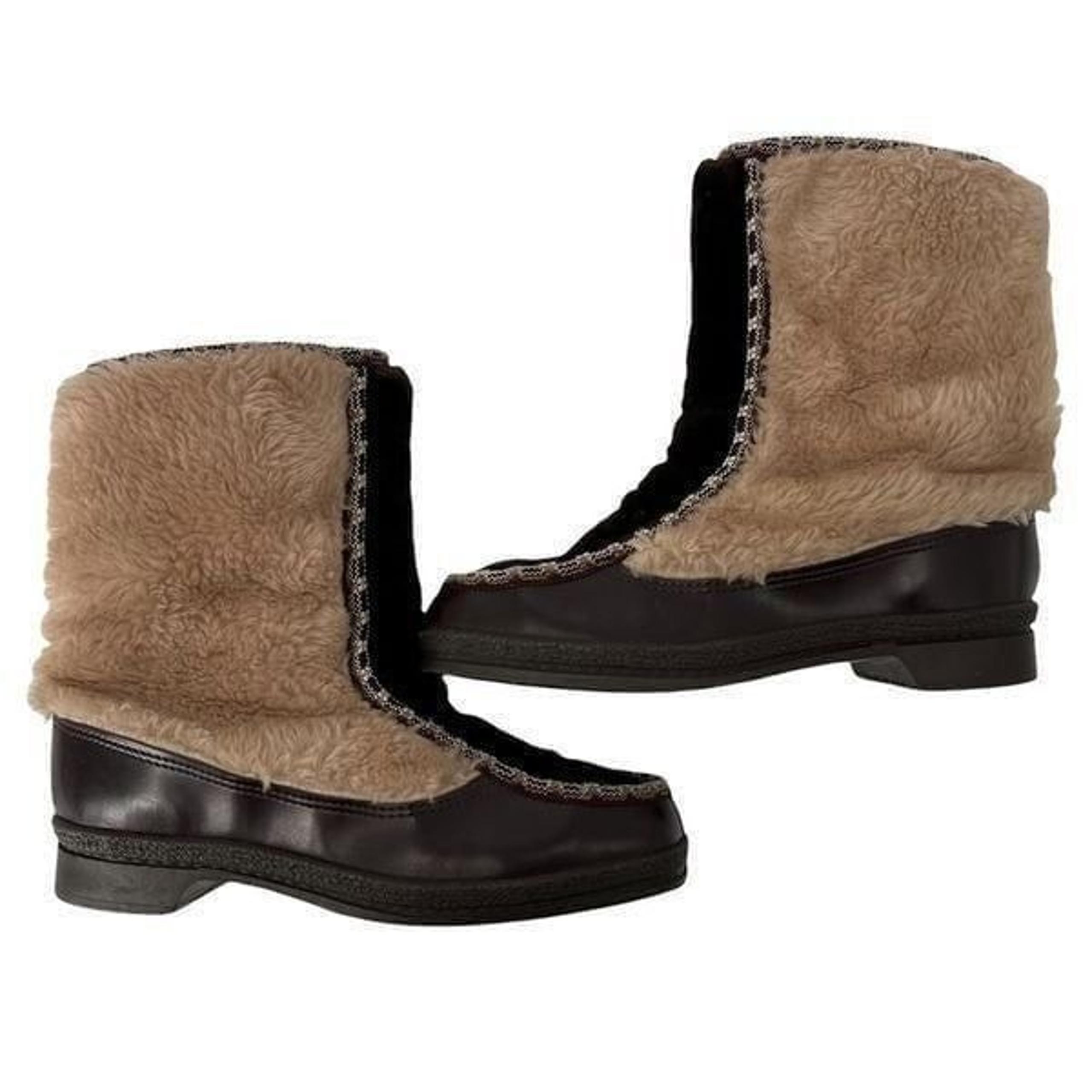 Quoddy Brown & Tans Faux Fur Snow Ski Moccasin Boots