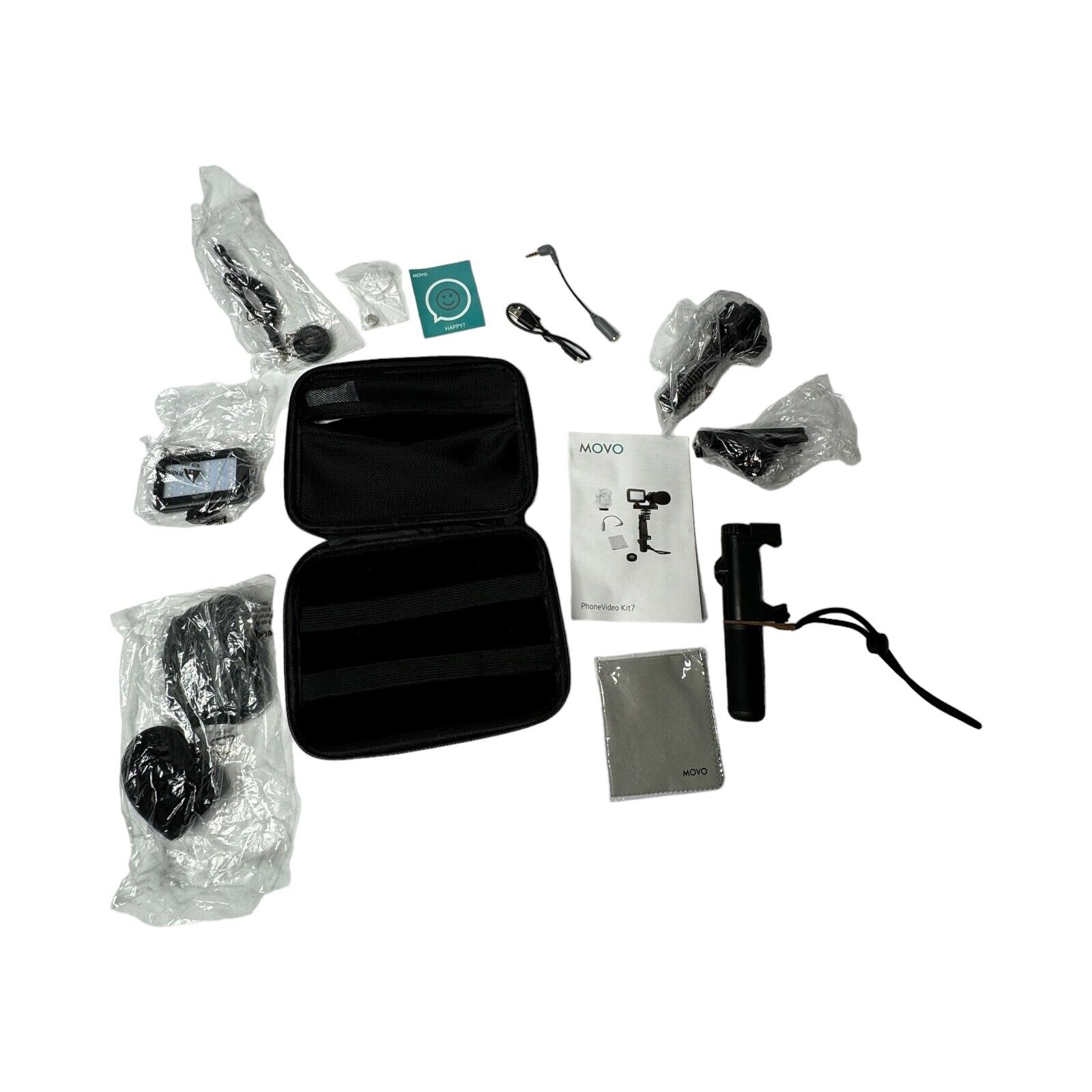 Movo Smartphone Video Rig V7 Grip/Stereo Microphone/LED Light for iPhone/Android