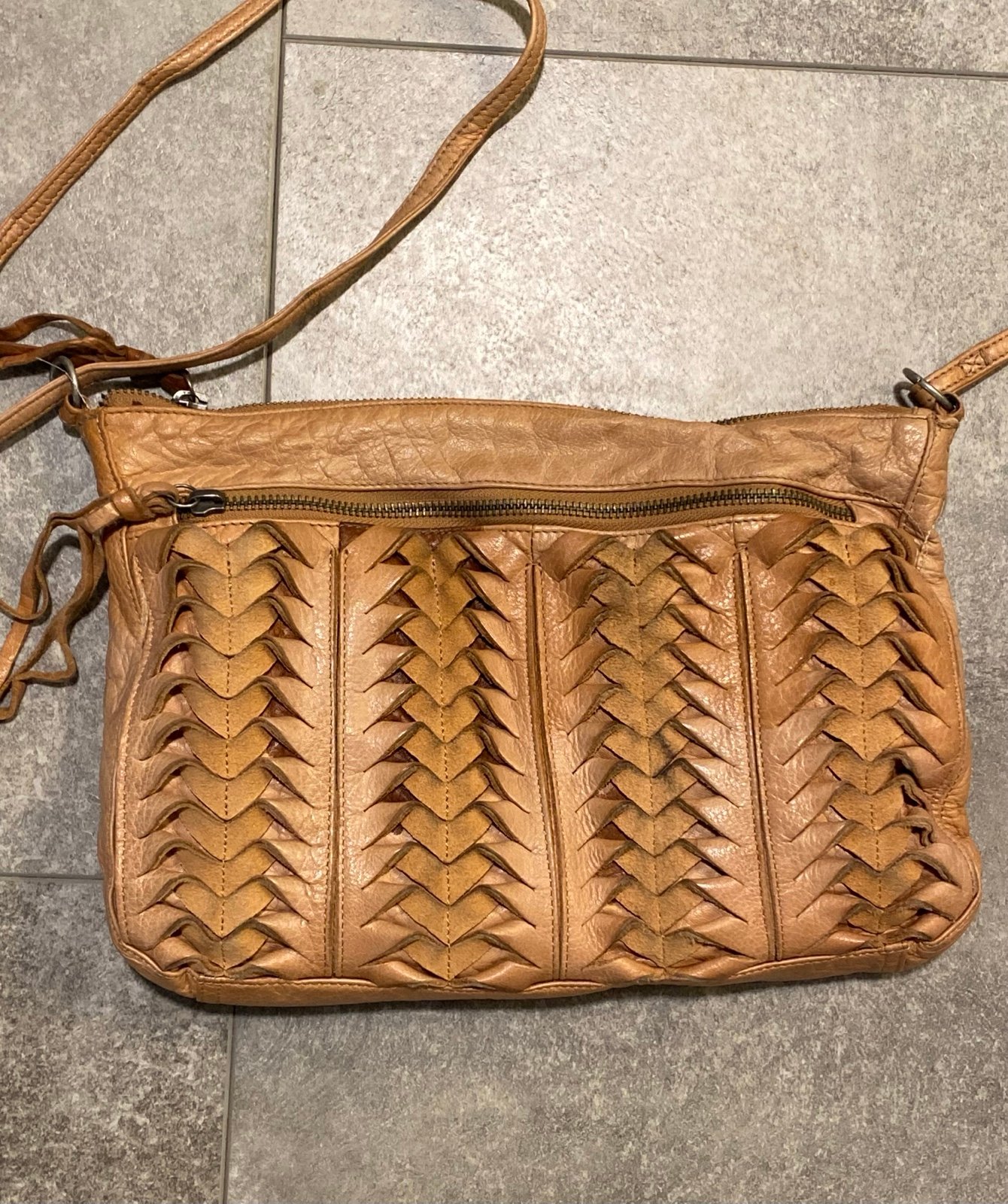 Anthropologie Woven Leather Crossbody Shoulder Bag