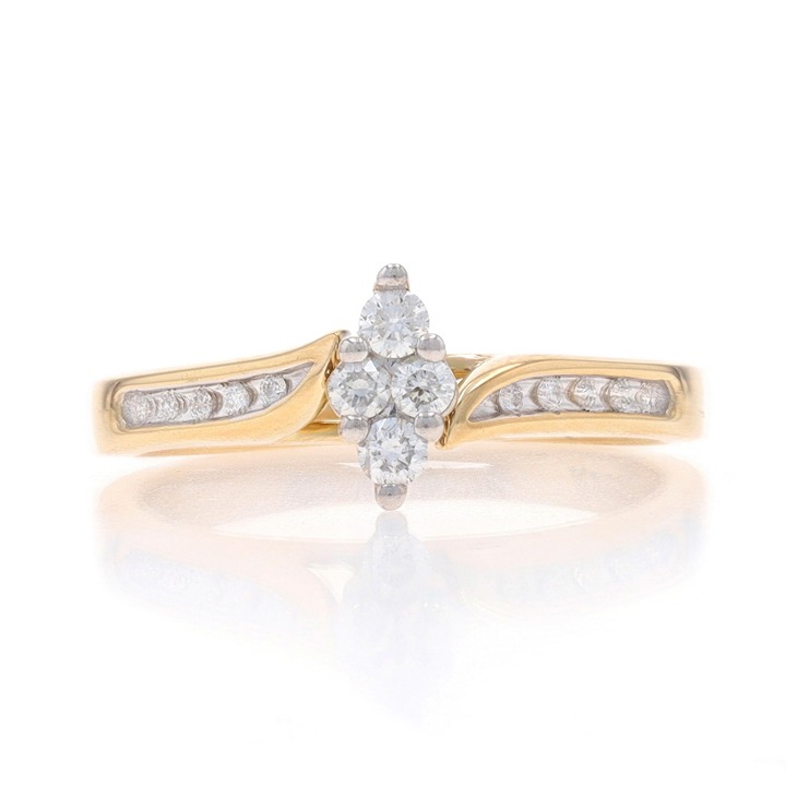 Yellow Gold Diamond Bypass Engagement Ring - 10k Round Brilliant .25ctw LX4588
