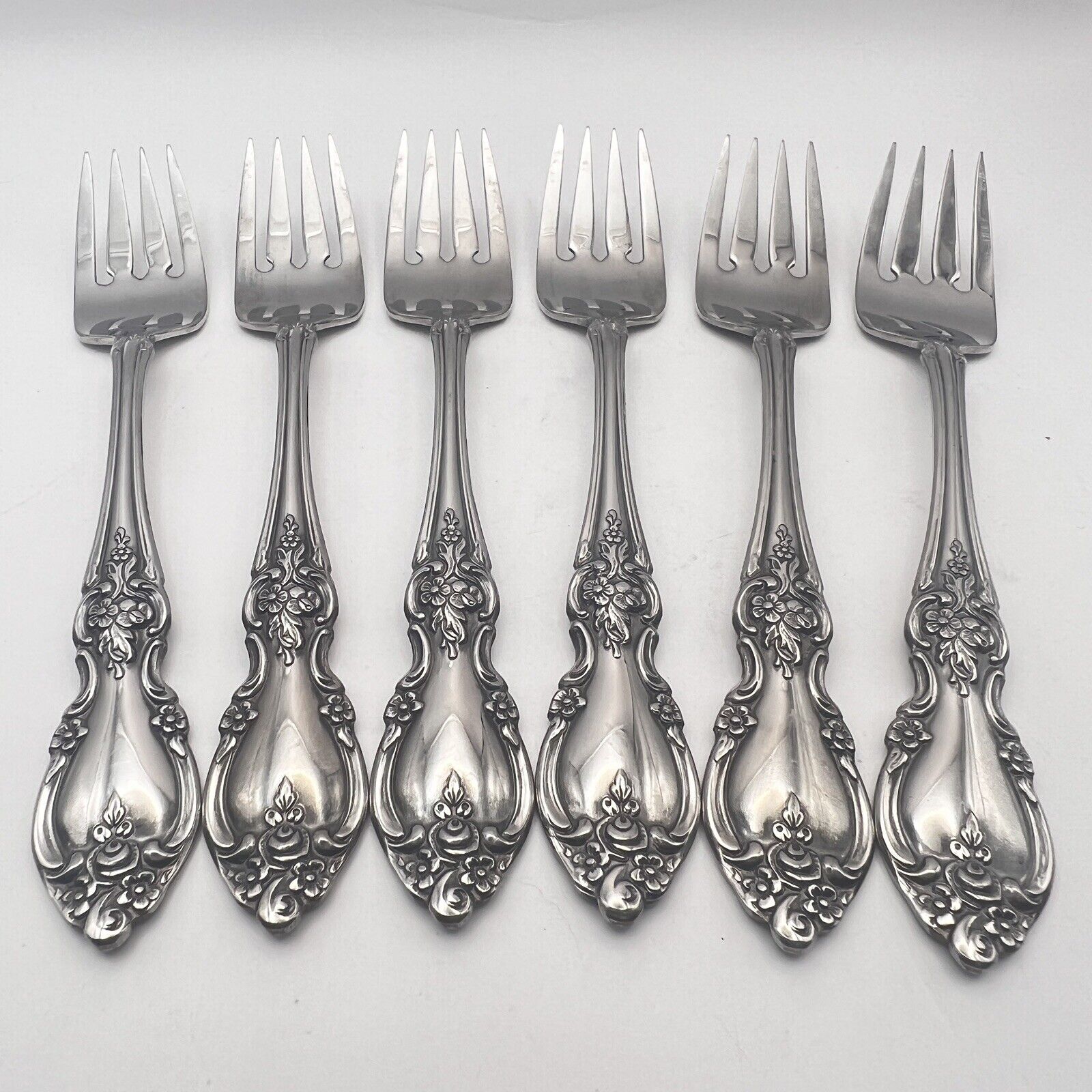 6 Oneida Community LOUISIANA Stainless Salad Forks 6.75”