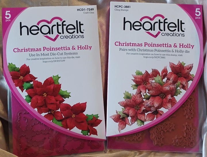 Heartfelt Creations Christmas Poinsettia & Holly Cling Stamps and Craft Dies