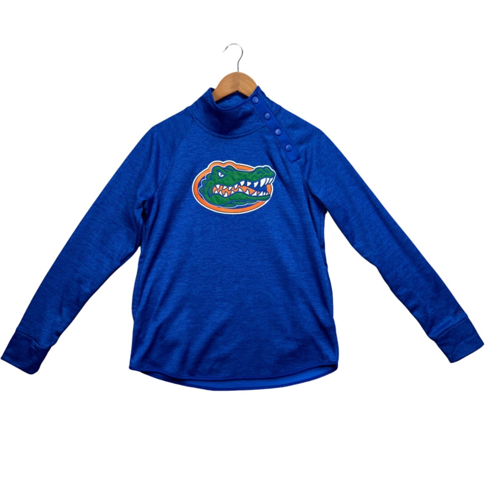 Womens Coloseum Heathered Blue Florida Gators Marled Side Snap Pullover Jacket M
