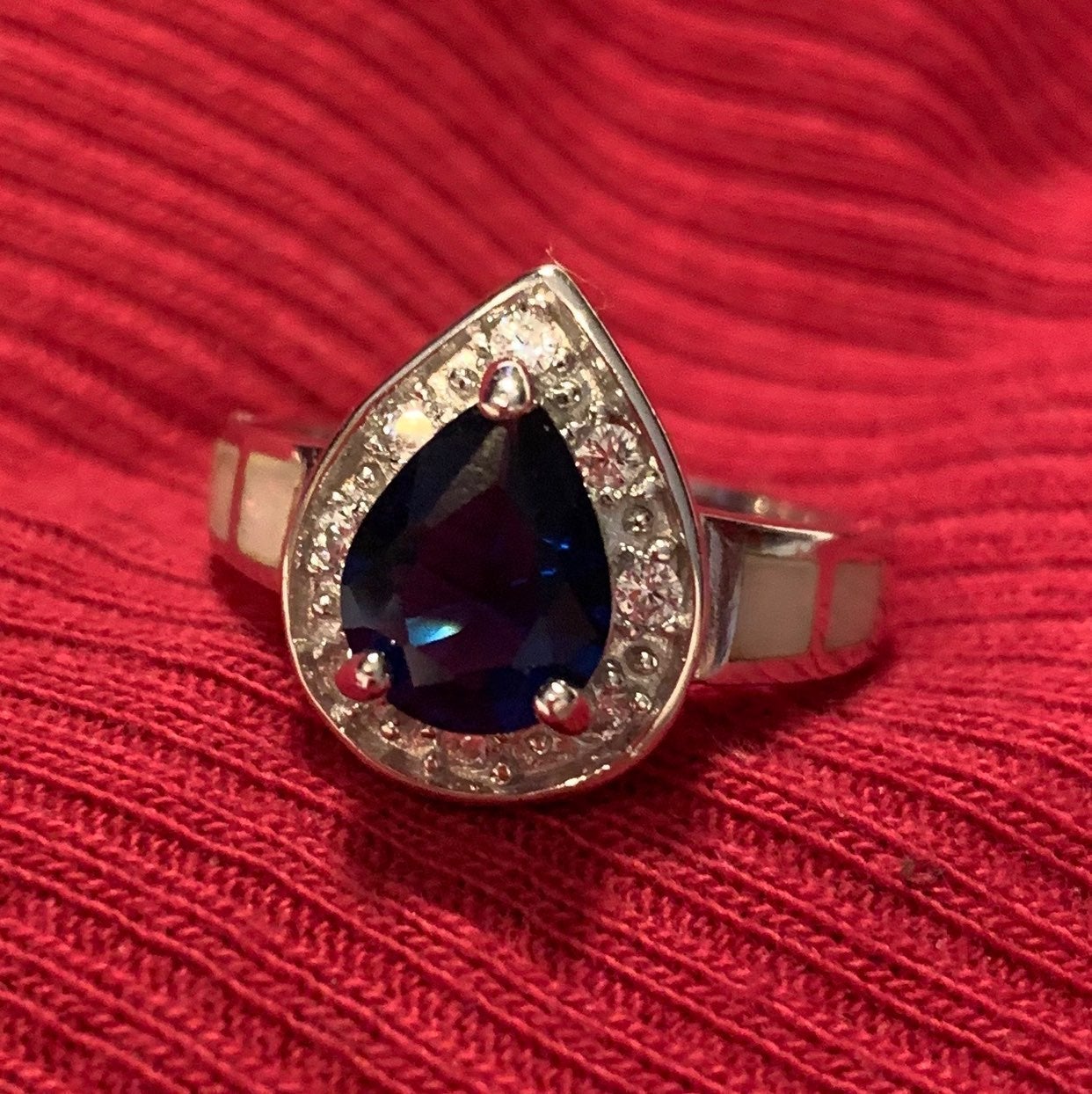 Created Sapphire CZ & Opal Inlay Ring