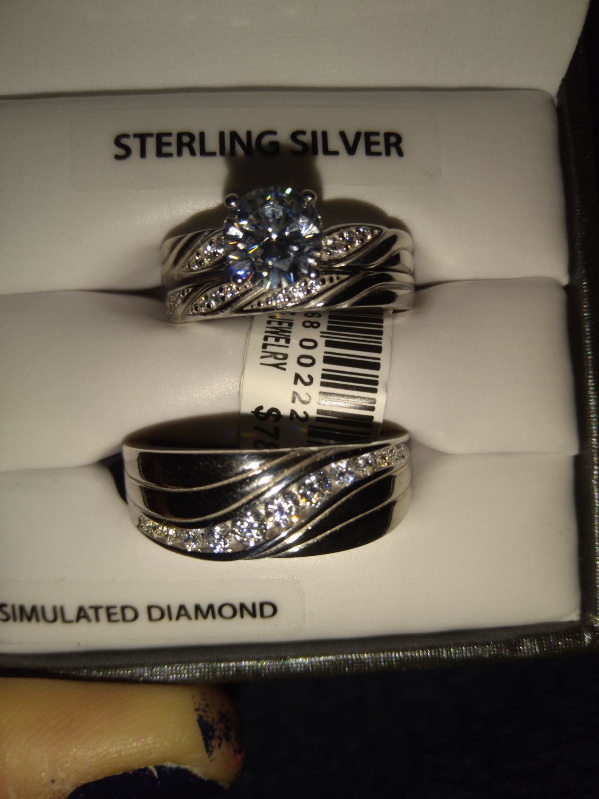 Silver/Simulated lab created diamond set