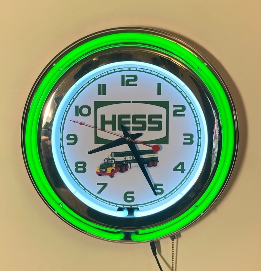 Hess logo neon double ring neon wall hanging clock